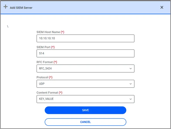 Add SIEM Server Configuration 