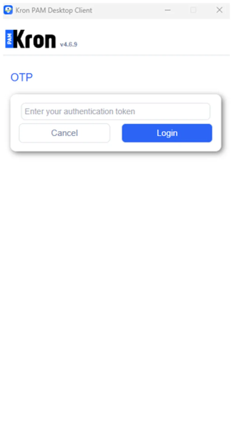 Enter the OTP to Log in to the Kron PAM Server