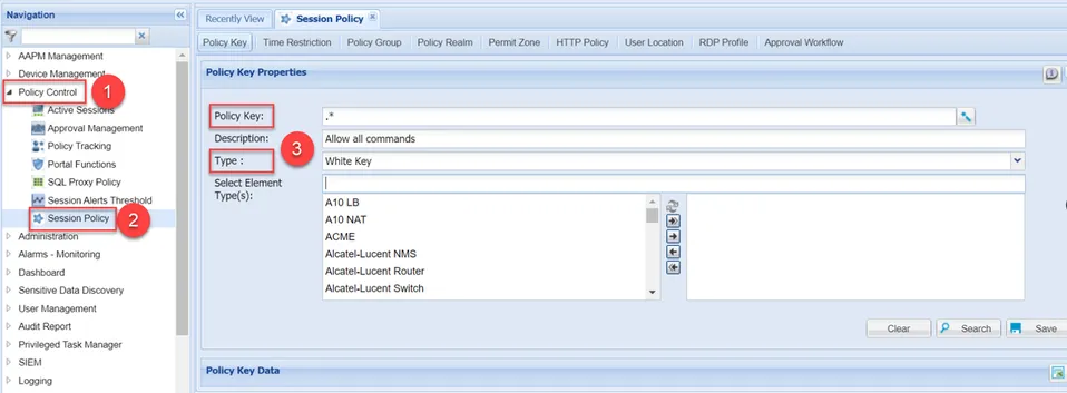 Defining a White Key to permits all commands
