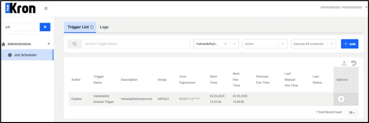 Defined Trigger in Job Scheduler