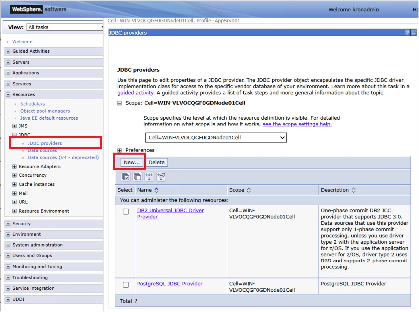Adding New JDBC Provider
