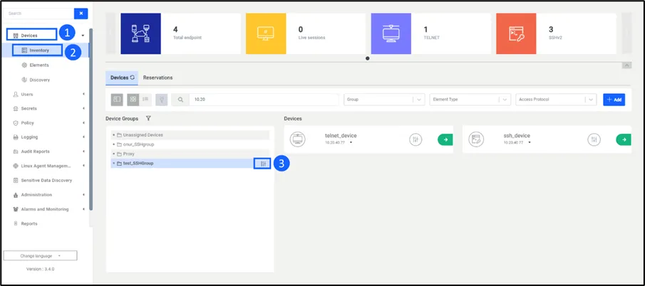 Device Group Options Button