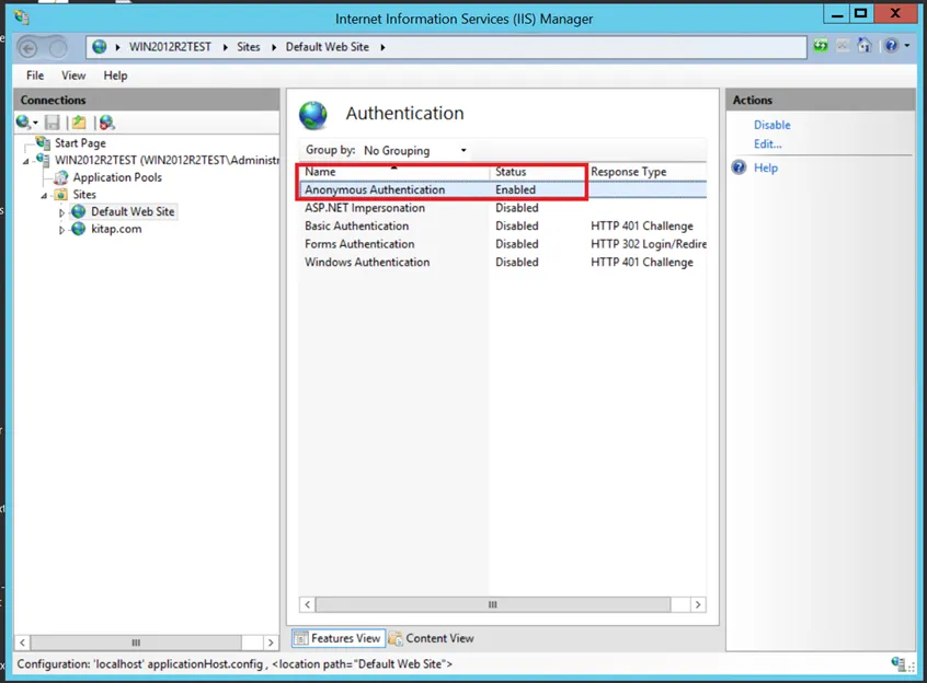 IIS Anonymous Authentication