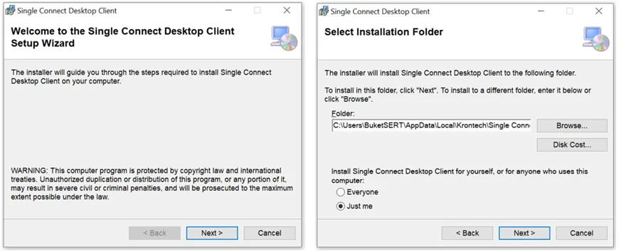 Select the installation folder.