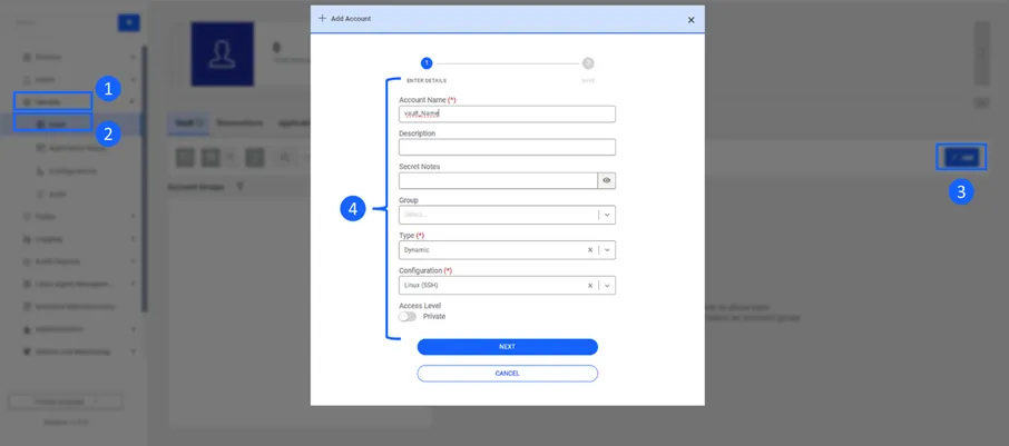 Cuenta de Password Vault