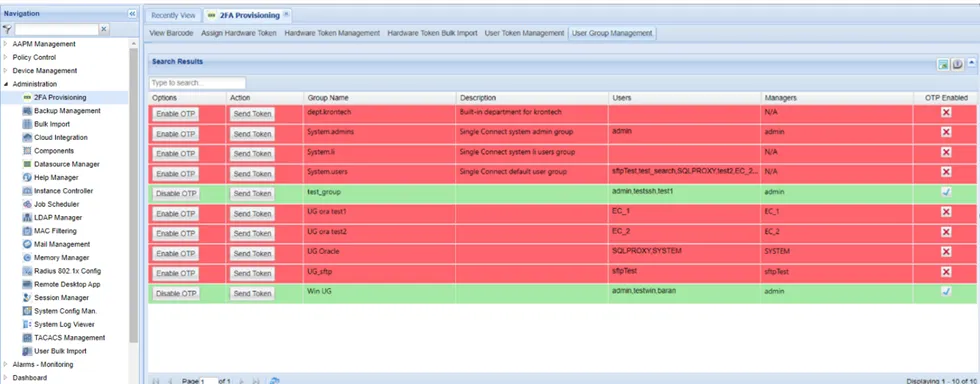 Enabling OTP for a user group