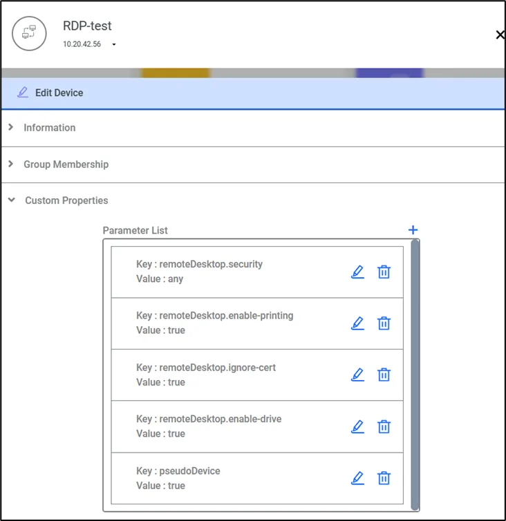 VNC Device Properties VNC Device Properties