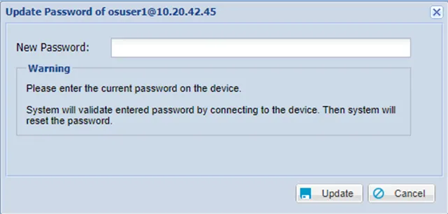 Update Password window