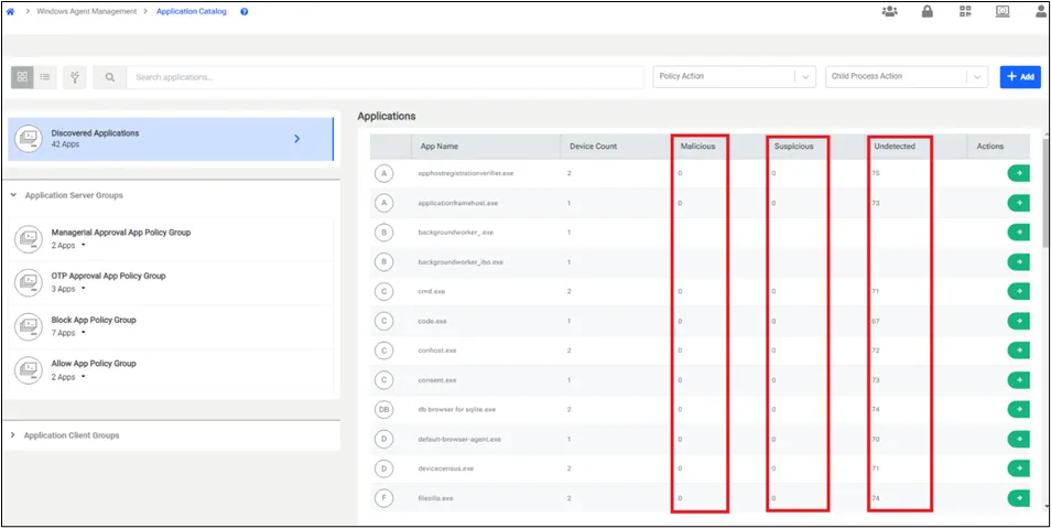 Observing result of the application inspection Observing result of the application inspection