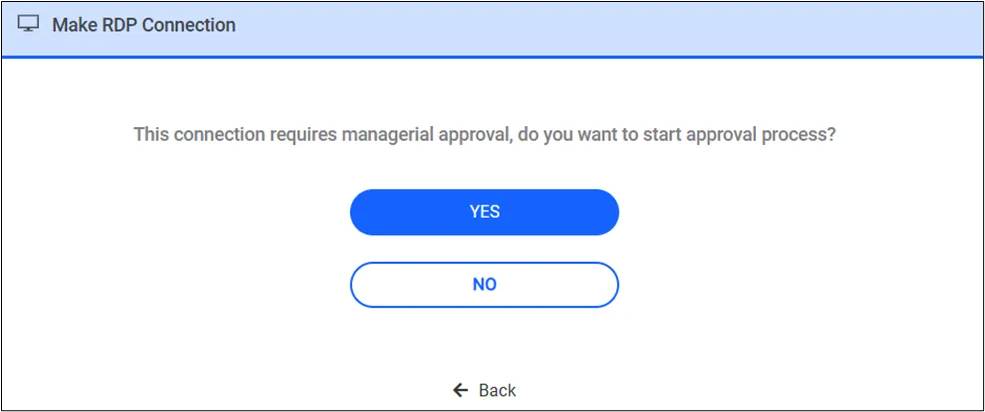 Start (Yes) or Reject (No) the managerial approval process for RDP.