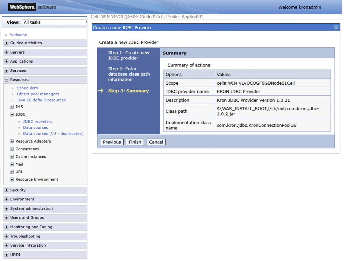 Reviewing JDBC Provider Configuration