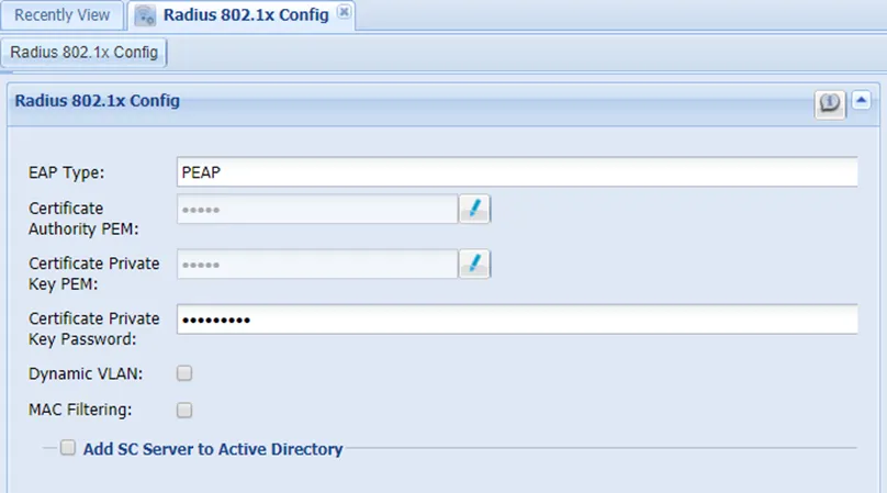 802.1x Configuration 802.1x Configuration