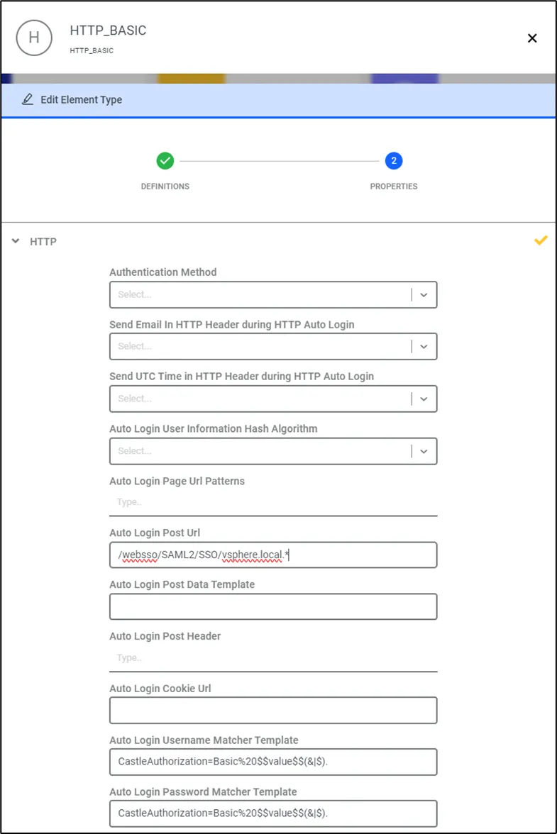 Auto-Login Properties Definition
