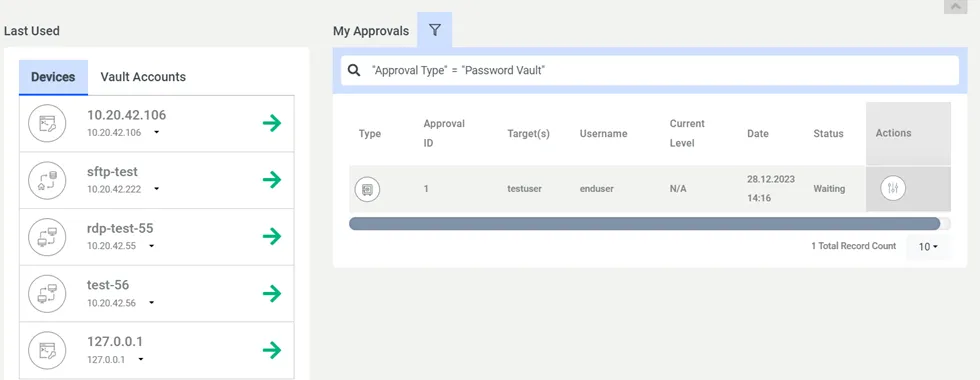Managerial Approval in Password Vault.