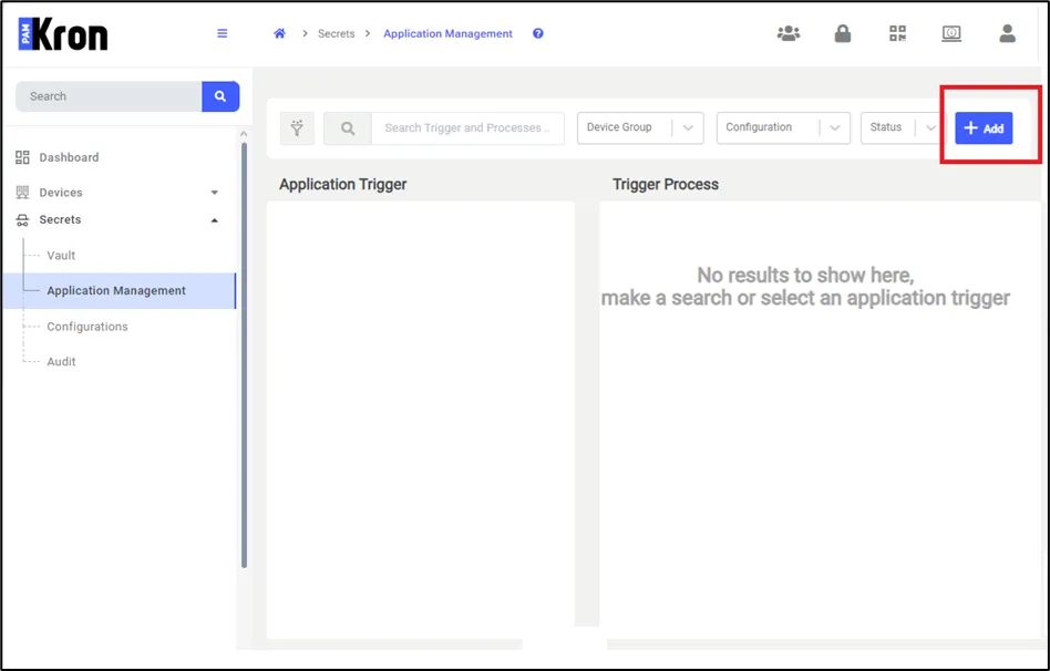 Application Management – Application Trigger Definition Screen Application Management – Application Trigger Definition Screen