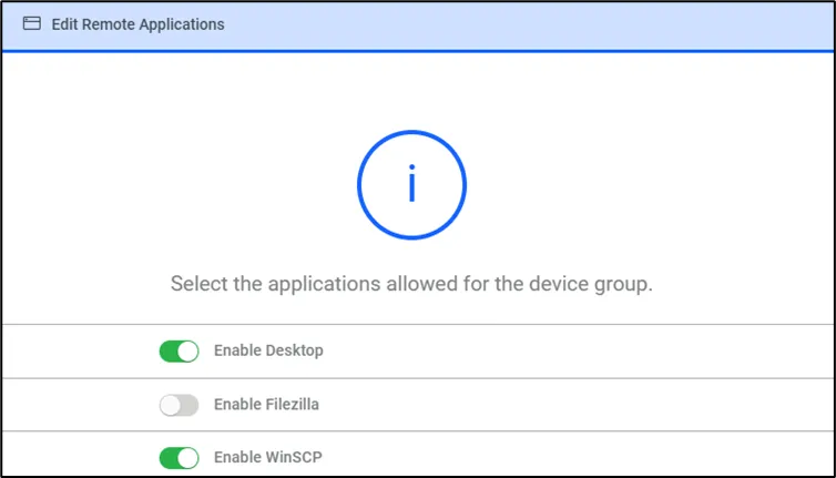 Remote Application Selection Remote Application Selection