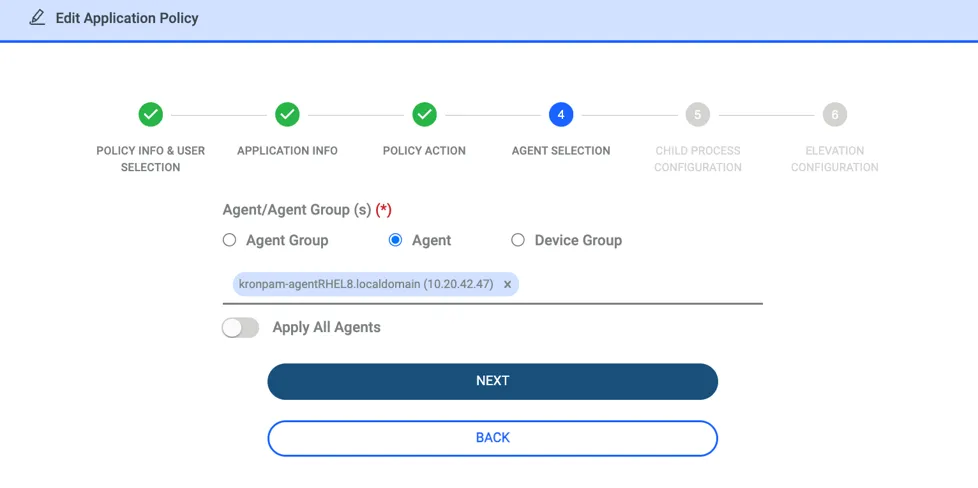 Choosing Endpoints to apply the Advance Policy