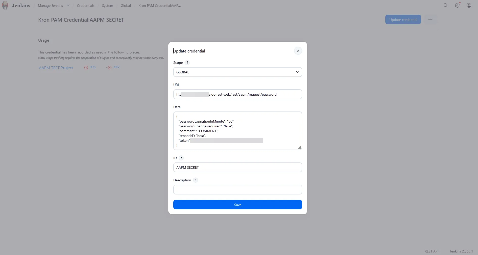 Figure 11 – Credential Data payload (token value redacted for security).