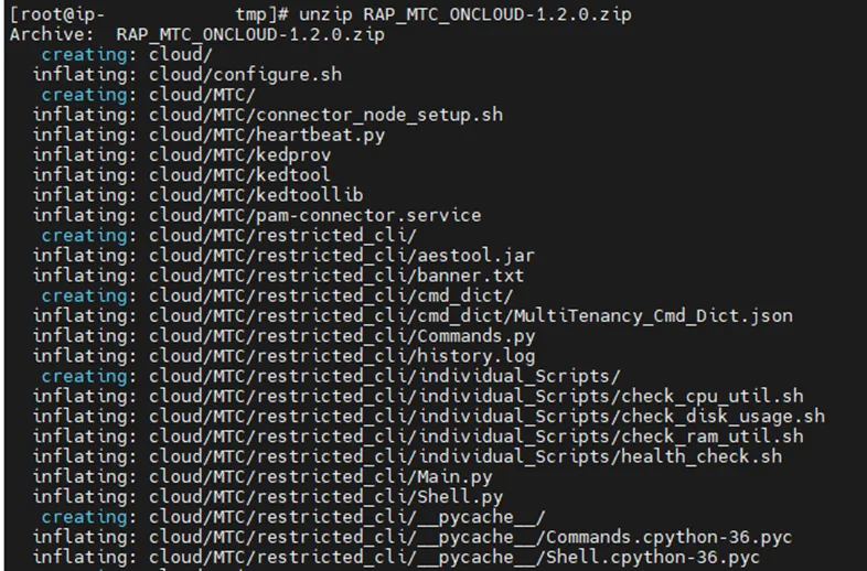 Unzipping the zipped installation script files