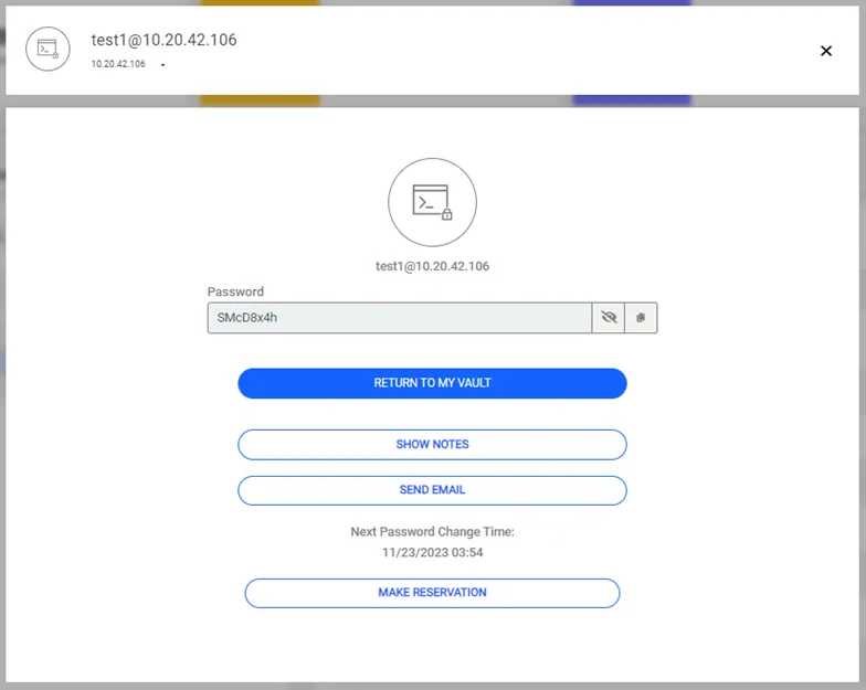 Pop-up check-out password 