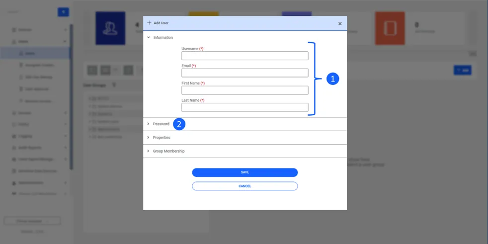 "Add User" section for manual individual registration