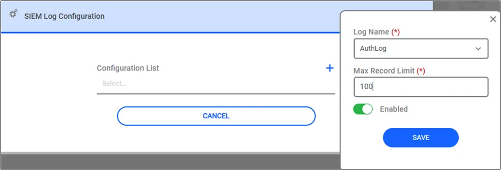 SIEM Configuration Page