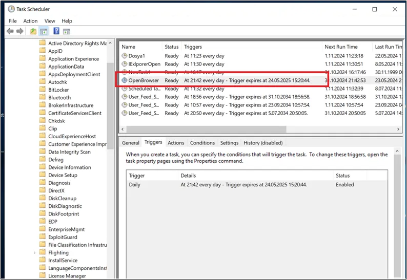 Windows Task Scheduler - Task Properties Screen 