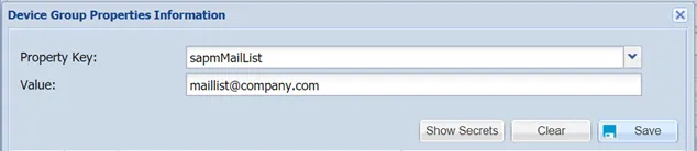 The “sapmMailList” Property in the Device Group Properties