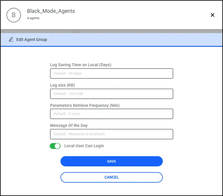 Agent Group Parameters