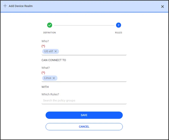 Creating Device Group Realms Creating Device Group Realms