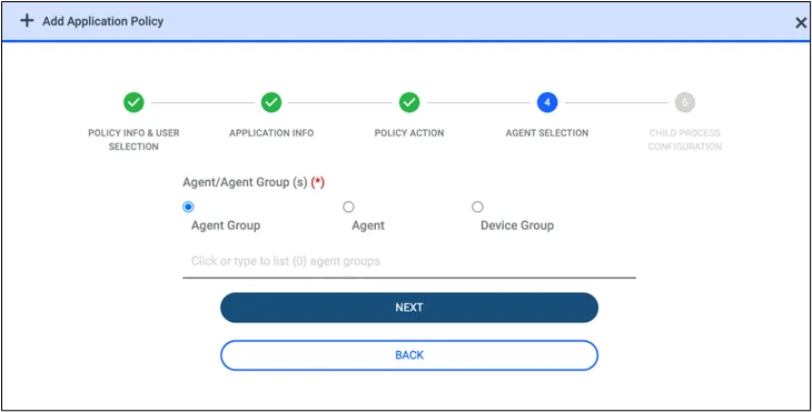 Allow Policy, Agent Selection Allow Policy, Agent Selection