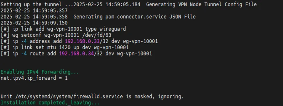 The end of the installation script