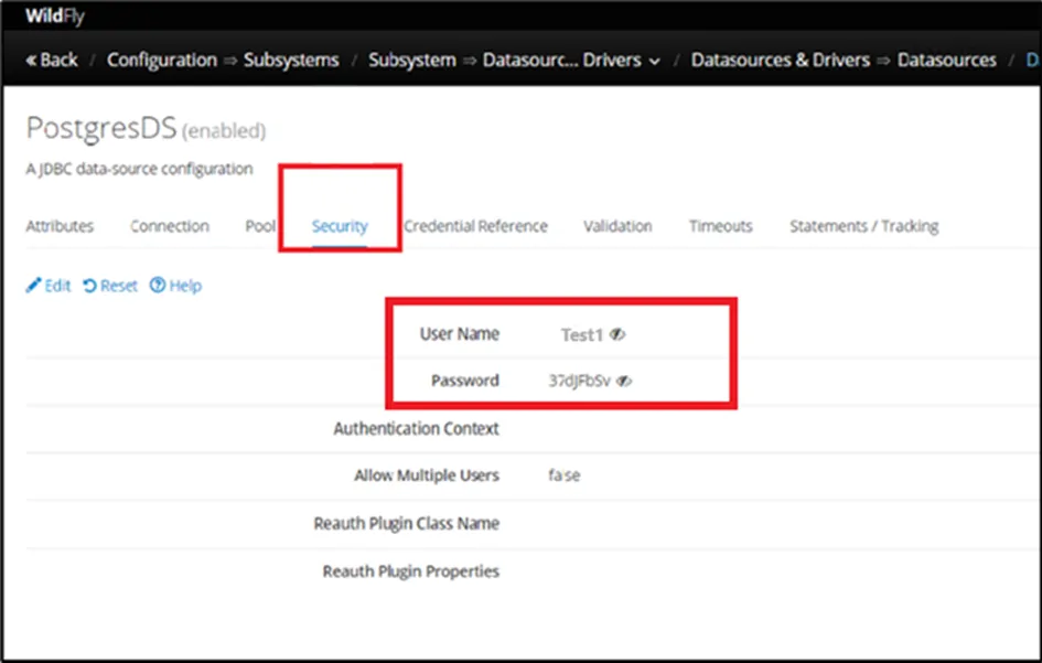 Wildfly Data Source User Definition Screen Wildfly Data Source User Definition Screen