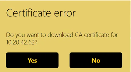 Download and install the HTTP Proxy certificate to the related store on OS.