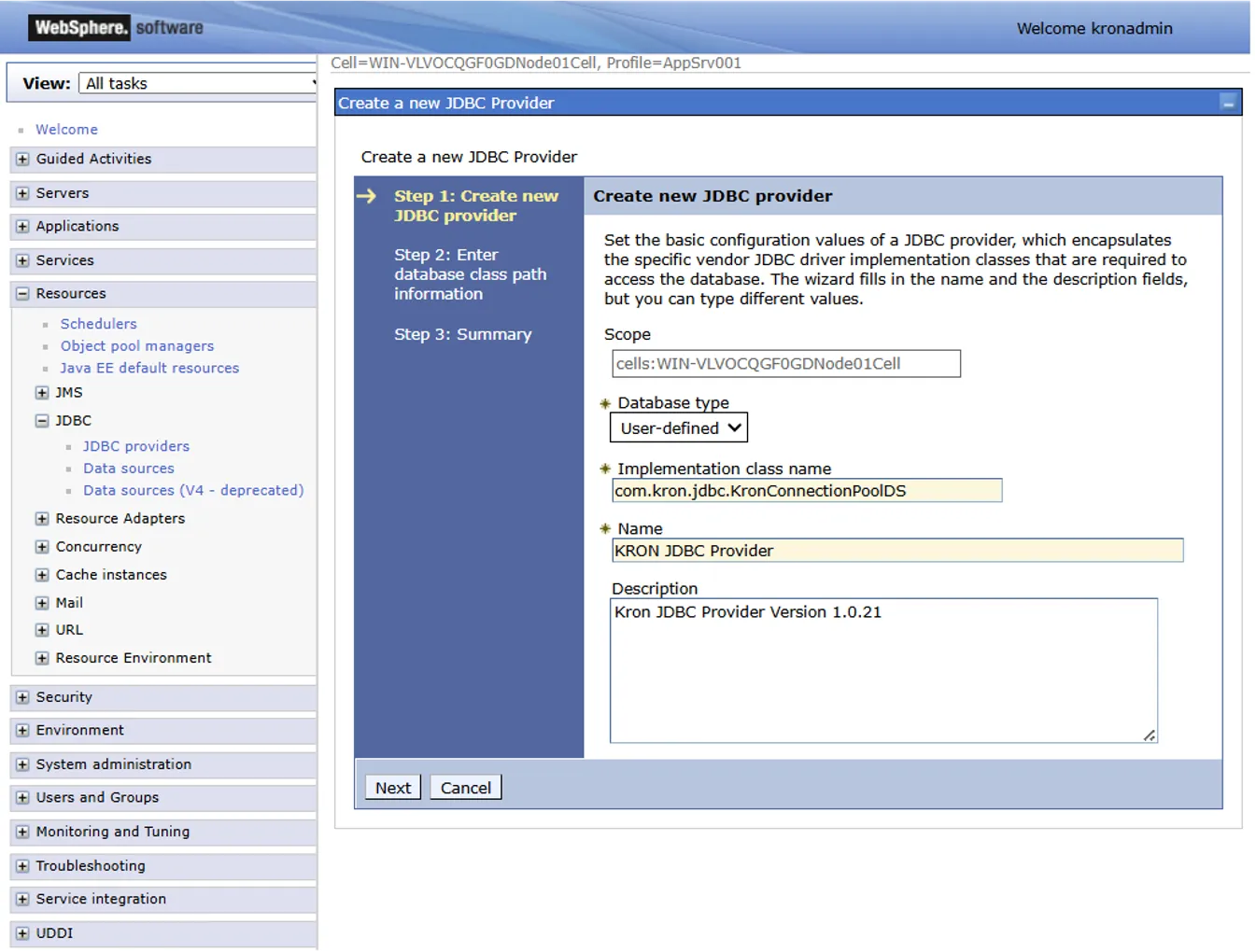 Creating New JDBC Provider