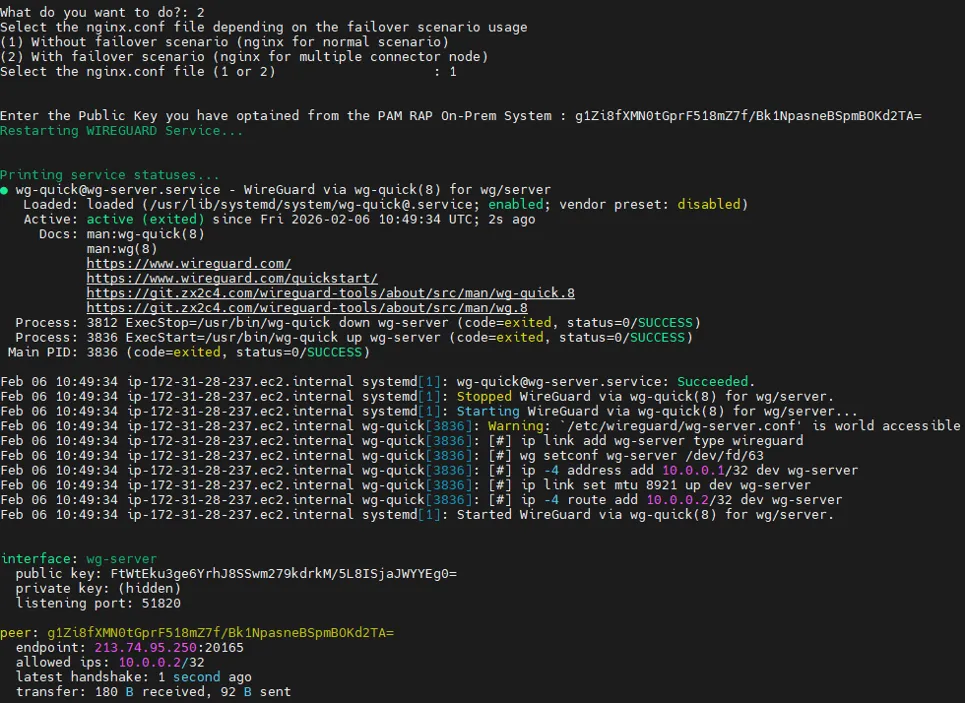 The end of installation in the Remote Access Portal’s side