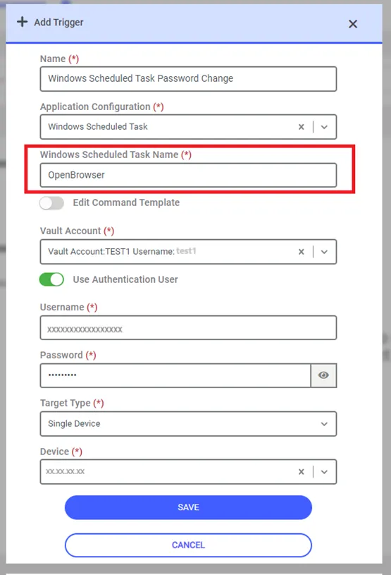 Application Configuration Definition Screen