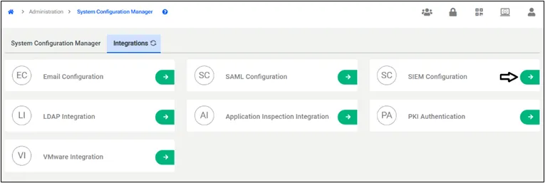 SIEM Configuration Selection