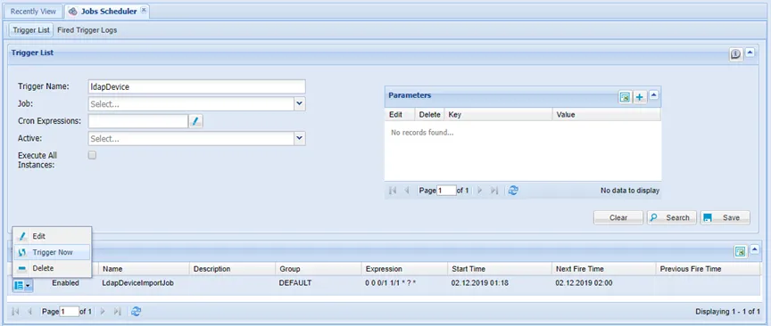 Trigger LDAP Device Import Job Trigger LDAP Device Import Job