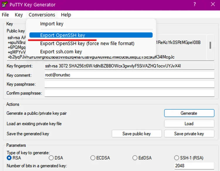 Exporting Private Key with OpenSSH Format Exporting Private Key with OpenSSH Format