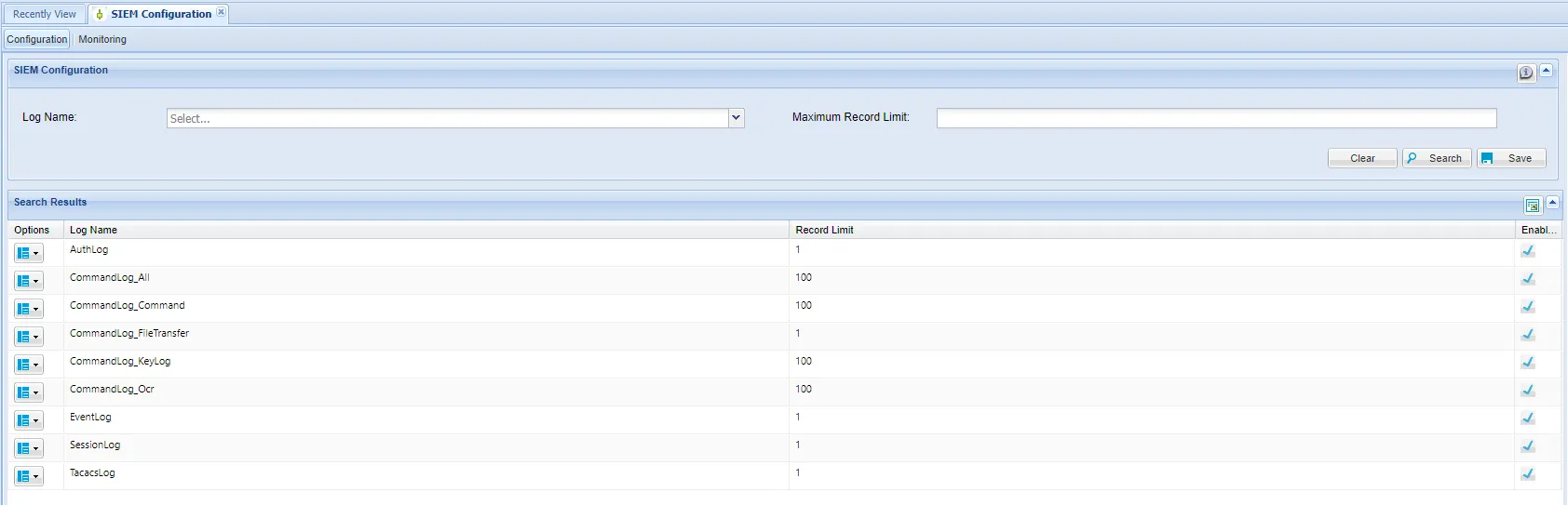 SIEM Log Configuration
