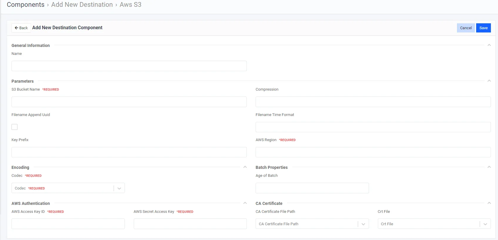 Required Fields For AWS S3