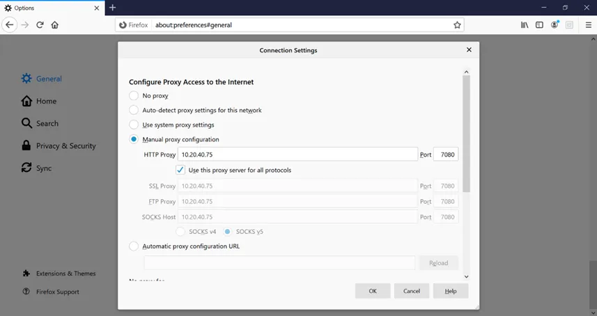 HTTP Proxy - Mozilla Firefox Settings HTTP Proxy - Mozilla Firefox Settings