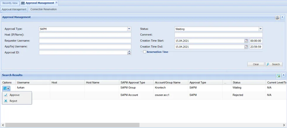 Approval via GUI Approval via GUI