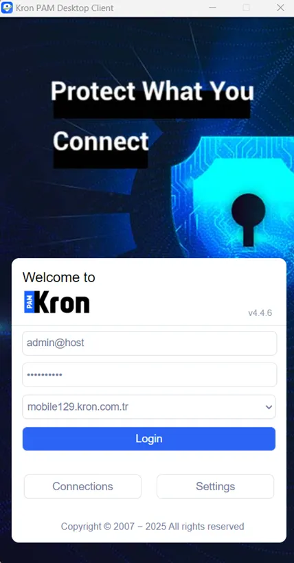 Kron PAM log in via Kron PAM Desktop Client Kron PAM log in via Kron PAM Desktop Client