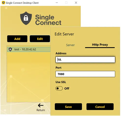 When SLL is enabled, enter the correct SLL parameters from the HTTP Proxy tab. When SLL is enabled, enter the correct SLL parameters from the HTTP Proxy tab.