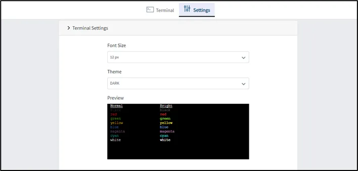 Settings Tab in SSH Sessions