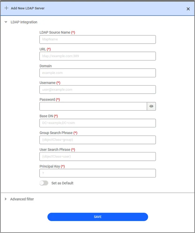 LDAP account settings LDAP account settings
