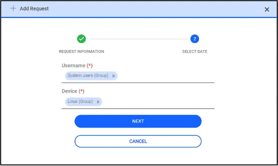 Select Username/Group and Device/Group Select Username/Group and Device/Group