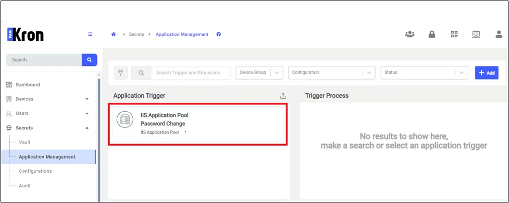 Application Trigger Definition Screen for IIS Application Pool Strategy Application Trigger Definition Screen for IIS Application Pool Strategy